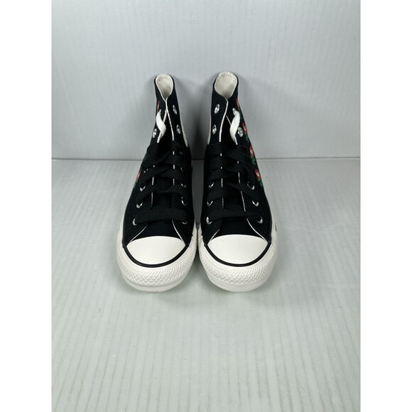 Size 8 Converse Women Sneaker Black Hi Rose Embroidered Jellyfish Jitter A13657C - Picture 3 of 9